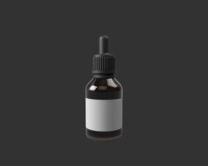 Product cosmetic dropper bottle,3d render mockup.