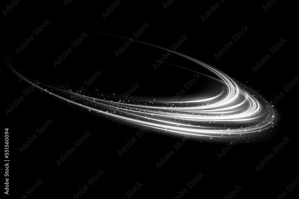 Poster abstract light lines of movement and speed in white. light everyday glowing effect. semicircular wav