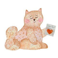 Cat toy pink card happy birthday watercolor 