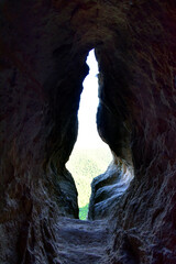 View outside from the Utroba Cave in Bulgaria