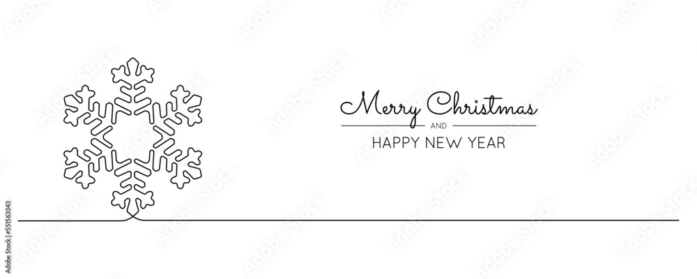 Poster one continuous line drawing of christmas snowflake. winter ice and cold flake symbol in simple linea