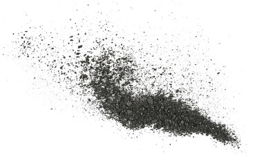 Pile black coal isolated on white background, top view
