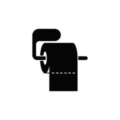 Toilet paper holder icon in black flat glyph, filled style isolated on white background