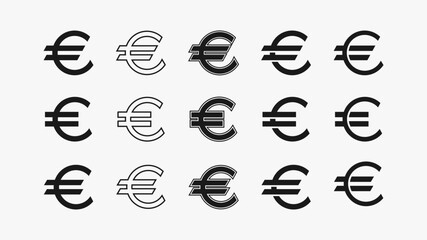 euro symbol set on white background vector stock