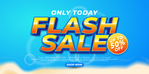 Naklejka na ściany i meble Flash sale special offer with editable text effect for banner promotion