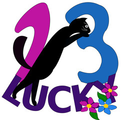 Szczęśliwa trzynastka wraz z czarnym kotem