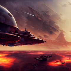 rocket space battle in the night