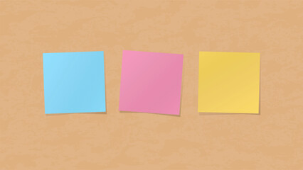 Wall Bulletin Board with Memo Sticky Notes Different Colors Icon Vector Set