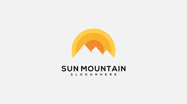 sun mountain logo Design icon Vector