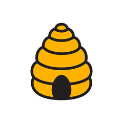 Orange beehive. Wasp nest. Bee house. Simple icon