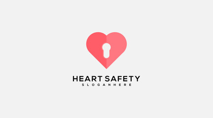 Obraz premium Heart Security logo template vector icon design
