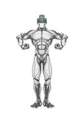 super hero is ready to attack in an exosuit