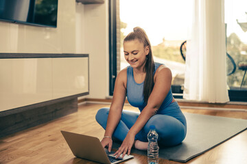 Woman Doing Online Workout At Home