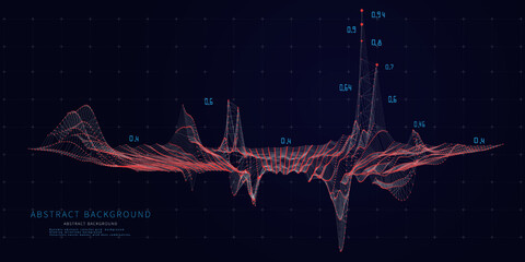 Abstract  background contain graph data  wireframe on dark. Technology 3d polygonaly concept in virtual space.  Banner for business, science and technology data analytics representation. Big Data.