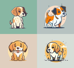 Dogs set logo icon symbol template for graphic collection vector illustration