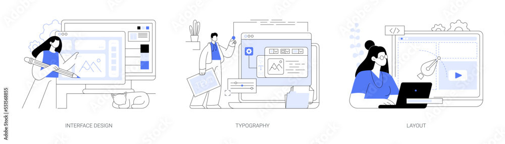 Poster ui design abstract concept vector illustrations.