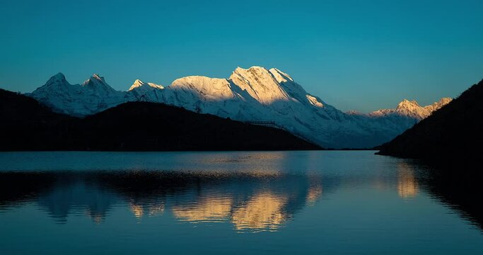 Rays of sunset on the tops of the mountains , china Tibet.