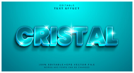 Editable Cristal Text Effect with blue background