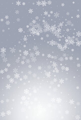 Gray Snowfall Vector Gray Background. Xmas Silver