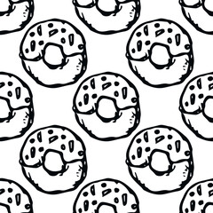 seamless donut pattern. Doodle vector pattern with donut icons. donut background