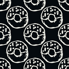 seamless donut pattern. Doodle vector pattern with donut icons. donut background