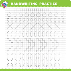 Educational practice page with tracing lines for writing study