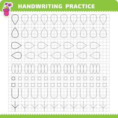 Educational practice page with tracing lines for writing