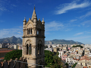Fototapeta na wymiar panoramic view at palermo from the rooftop of the palermo cathedral