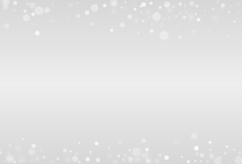 Silver Snowfall Vector Grey Background. Fantasy