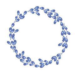 Round frame with pretty flowers. Festive floral circle for your season design.