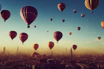 Obraz premium Hot air Balloon in flight Above the Nature