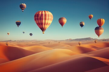 Obraz premium Hot air Balloon in flight Above the Nature