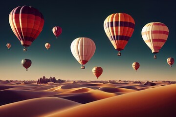 Hot air Balloon in flight Above the Nature
