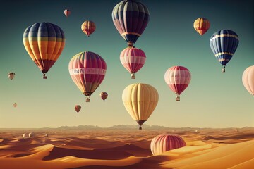 Fototapeta premium Hot air Balloon in flight Above the Nature
