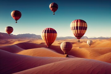 Hot air Balloon in flight Above the Nature