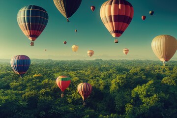 Obraz premium Hot air Balloon in flight Above the Nature