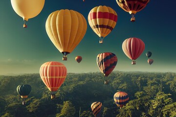 Obraz premium Hot air Balloon in flight Above the Nature