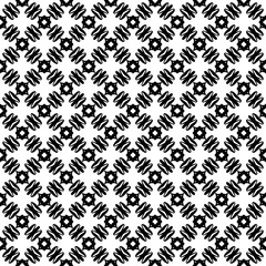 Black and white seamless abstract pattern. Background and backdrop. Grayscale ornamental design. Mosaic ornaments. Vector graphic illustration. EPS10.