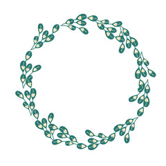 Round frame with pretty flowers. Festive floral circle for your season design.