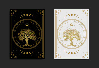 Sacred tree mystical vector illustration