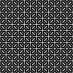 Black and white seamless abstract pattern. Background and backdrop. Grayscale ornamental design. Mosaic ornaments. Vector graphic illustration. EPS10.
