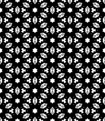 Black and white seamless abstract pattern. Background and backdrop. Grayscale ornamental design. Mosaic ornaments. Vector graphic illustration. EPS10.