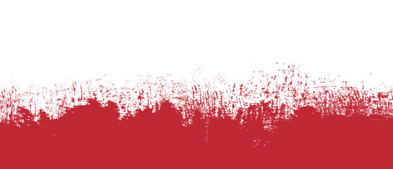 Red brush stroke background. Red ink splash on backdrop. Brush background for wallpaper, paint splatter template, dirt banner, watercolor design, dirty texture. Trendy brush background, vector