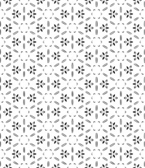 Black and white seamless abstract pattern. Background and backdrop. Grayscale ornamental design. Mosaic ornaments. Vector graphic illustration. EPS10.