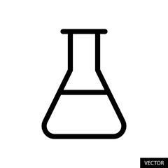 Medical test tube, Chemical flask vector icon in line style design for website, app, UI, isolated on white background. Editable stroke. Vector illustration.