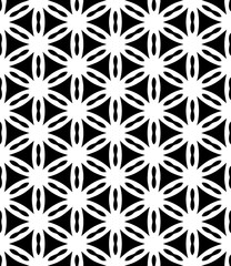 Black and white seamless abstract pattern. Background and backdrop. Grayscale ornamental design. Mosaic ornaments. Vector graphic illustration. EPS10.