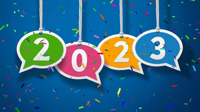 2023 happy new year text message concept illustration