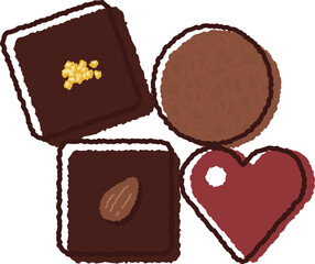 Valentine material. Simple chocolate illustration.