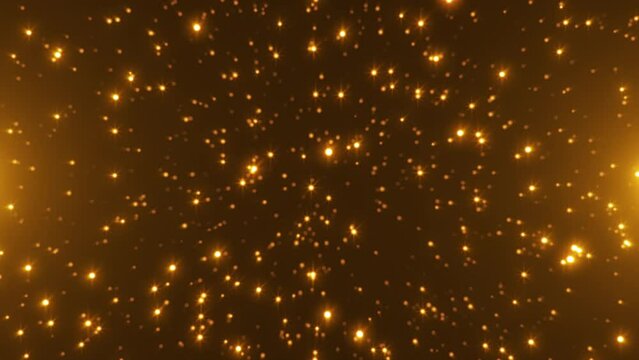 golden christmas background calm moving gold stars and particles. 4k seamless loop
