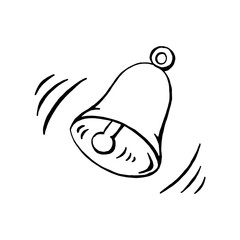 School bell black and white isolated on white background